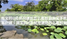 淘宝的88会员开通后怎么看权益淘宝手机客户端「淘宝的88会员开通后怎么看权益」