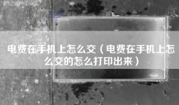 电费在手机上怎么交（电费在手机上怎么交的怎么打印出来）