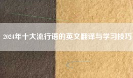 2024年十大流行语的英文翻译与学习技巧