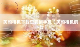 美颜相机下载安装到手机（美颜相机的下载）