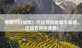 电商小白别慌！代运营到底靠不靠谱，这篇告诉你真相！