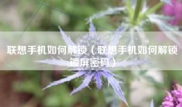 联想手机如何解锁（联想手机如何解锁锁屏密码）
